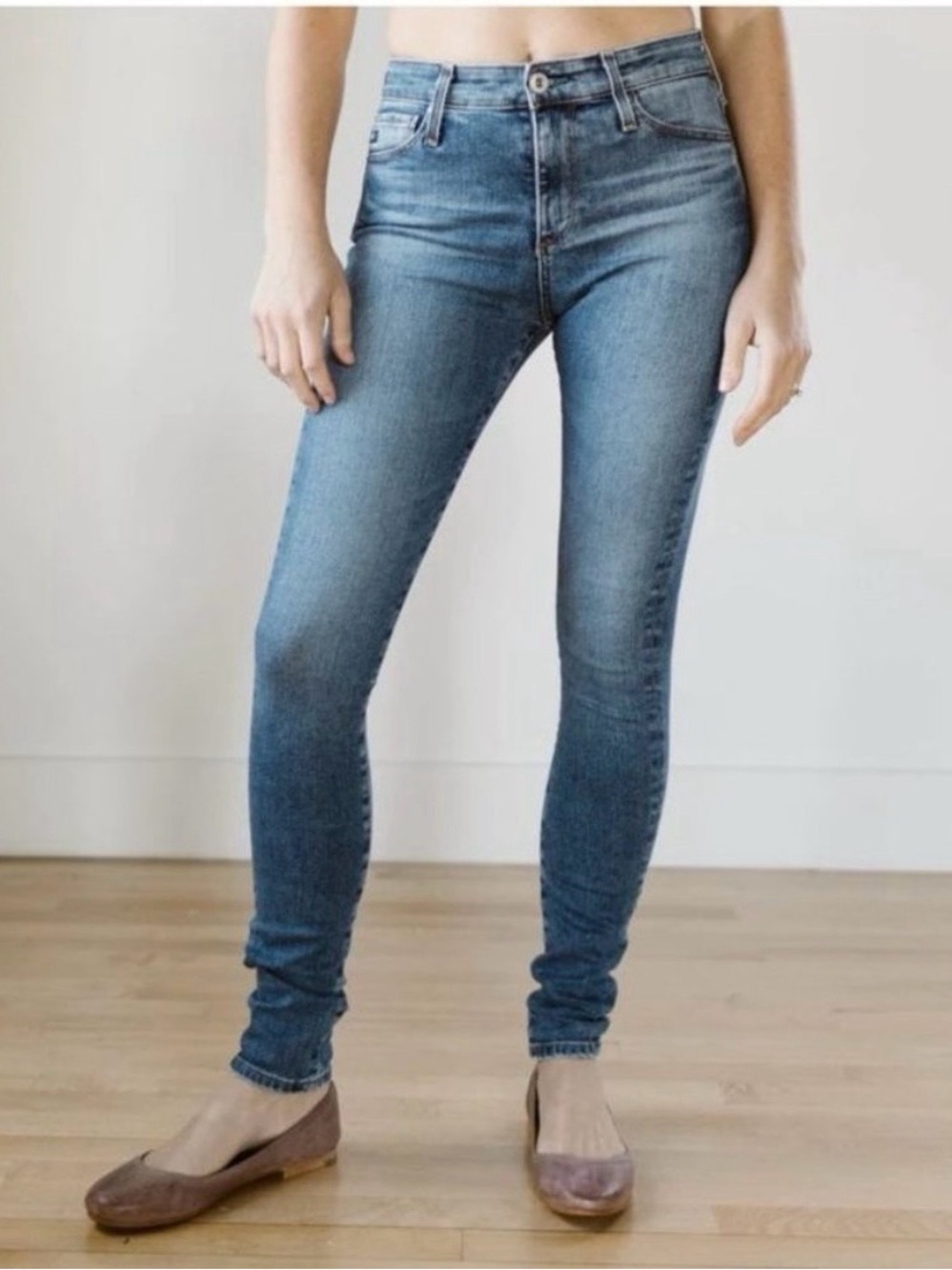AG Adriano Goldschmeid The Farrah High-Rise Slim Skinny Jeans in Medium Blue